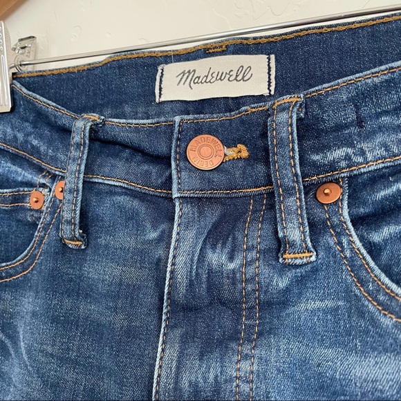 Madewell 9” High Rise Skinny Jeans Whiskered Dark Denim Wash Size: 25 - Picture 6 of 13